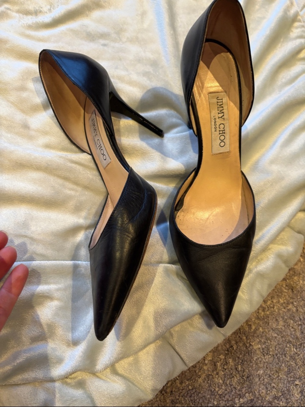 Jimmy Choo Women's pointed-Toe D'Orsay Pumps in black leather 39 - Picture 3 of 7
